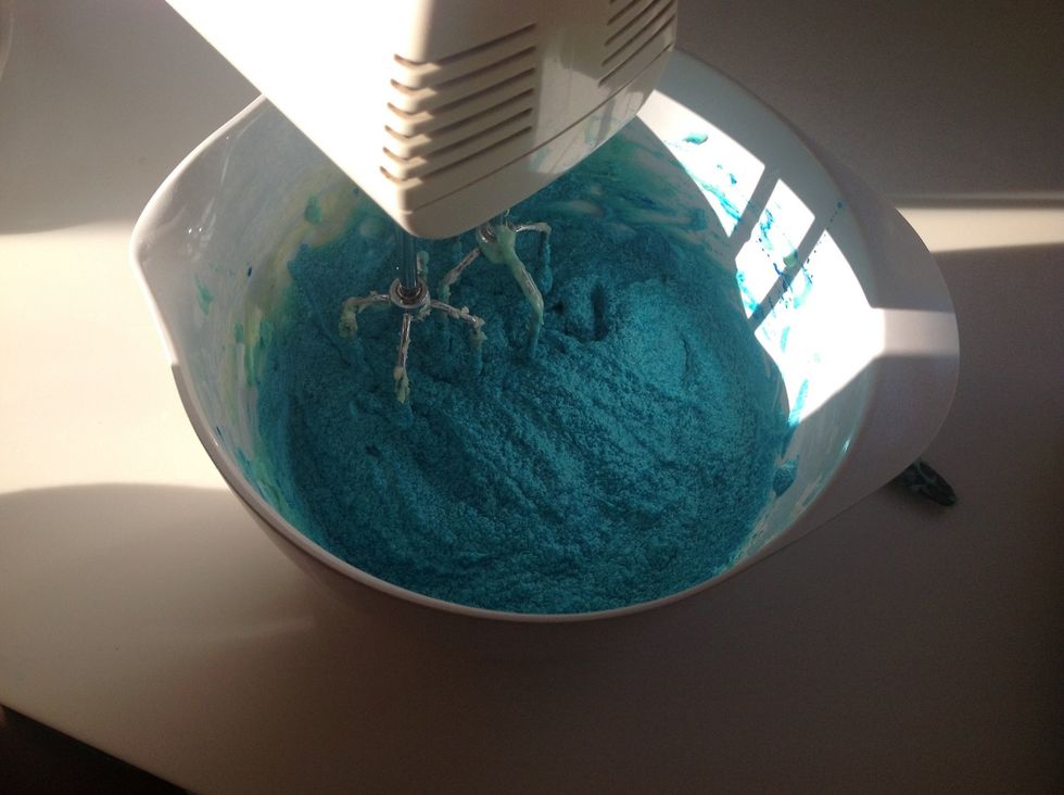 Add the color. Mine is blue because of i would like to make COOKIEMONSTER CUPCAKES!!!!!!!\ud83c\udf6a