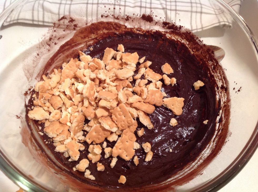 Add the cookies to the mixture in the bowl