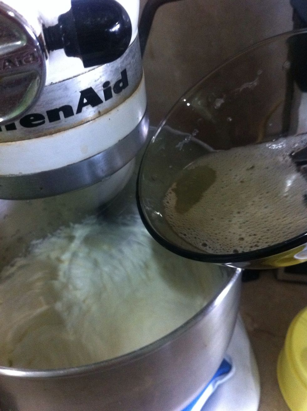 Add the coooled clear gellatin.