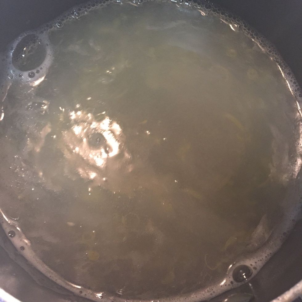 Add the corn flour mixture to the boiled pan and let it cool down.