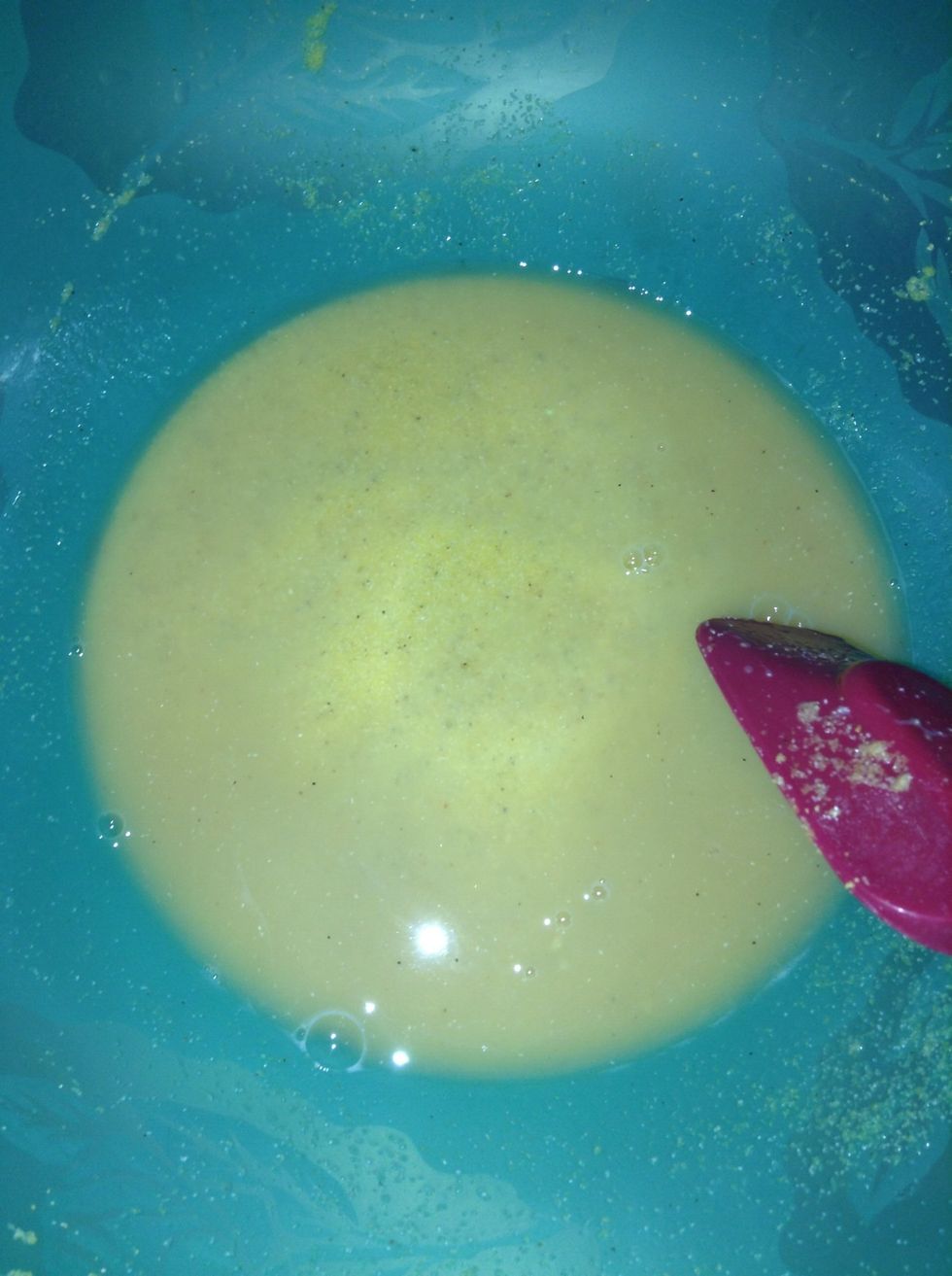 Add the cornmeal to the egg mixture. Stir to form a smooth paste and set aside.