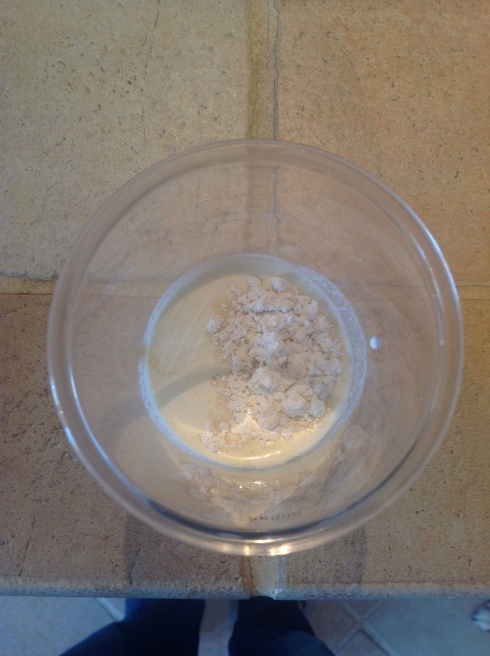 Add the cream, a bit of sugar, and a quick pour of vanilla to the blender cup. Stir it up a bit and taste taste taste! Add more sugar or vanilla as you see fit.