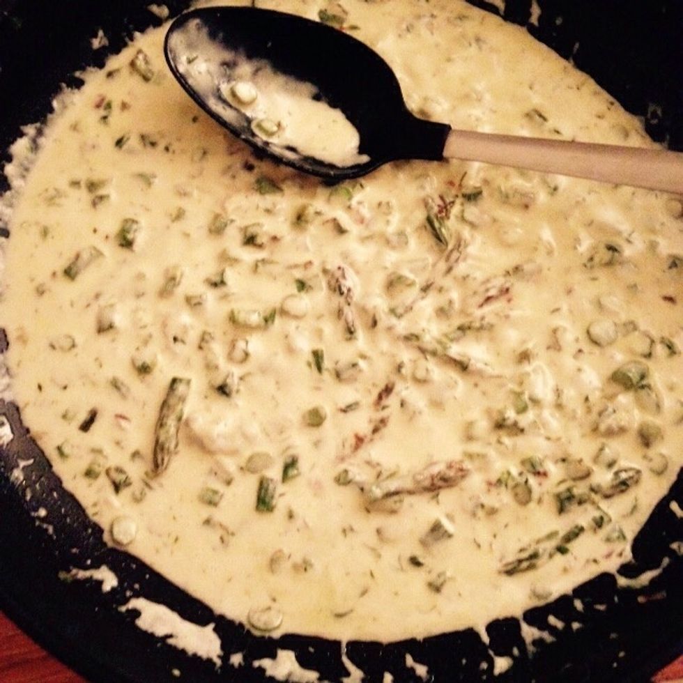 Add the cream and cook for other few minutes to reduce the sauce
