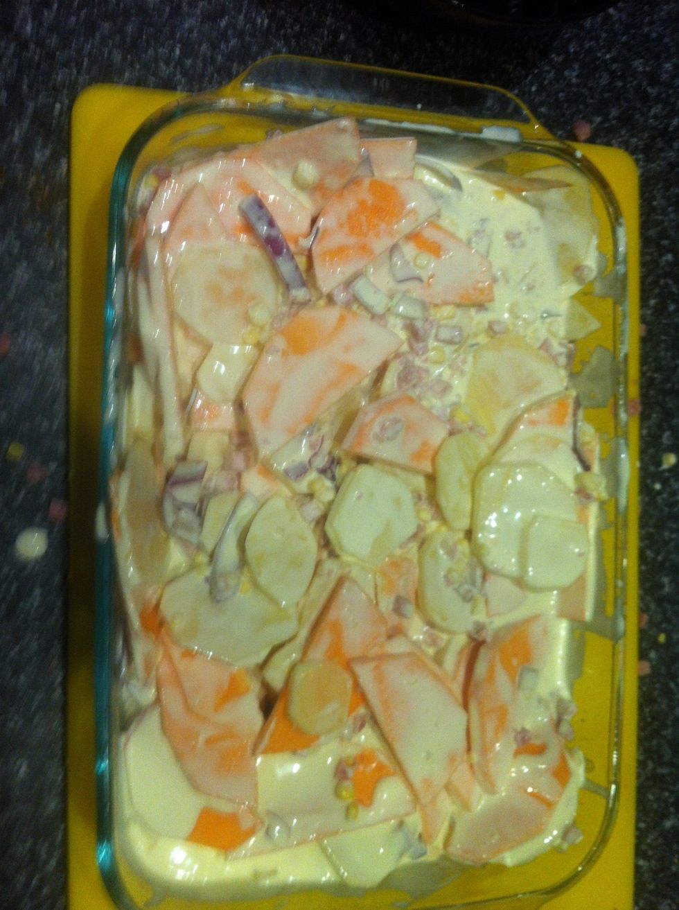 Add the cream and stir to coat everything evenly.