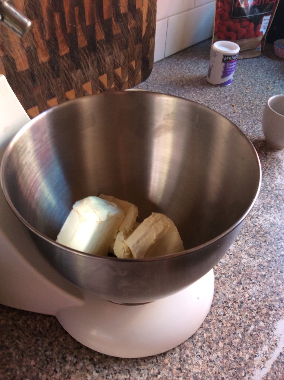 Add the cream cheese into a electric mixer