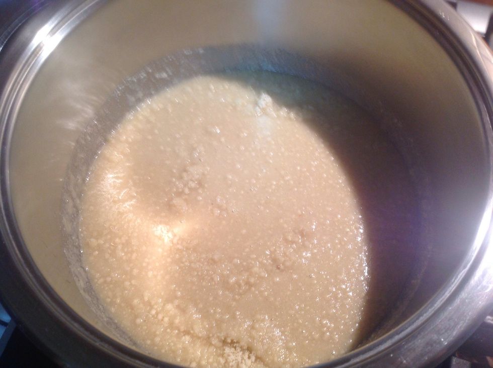 Add the crushed almonds and stir.