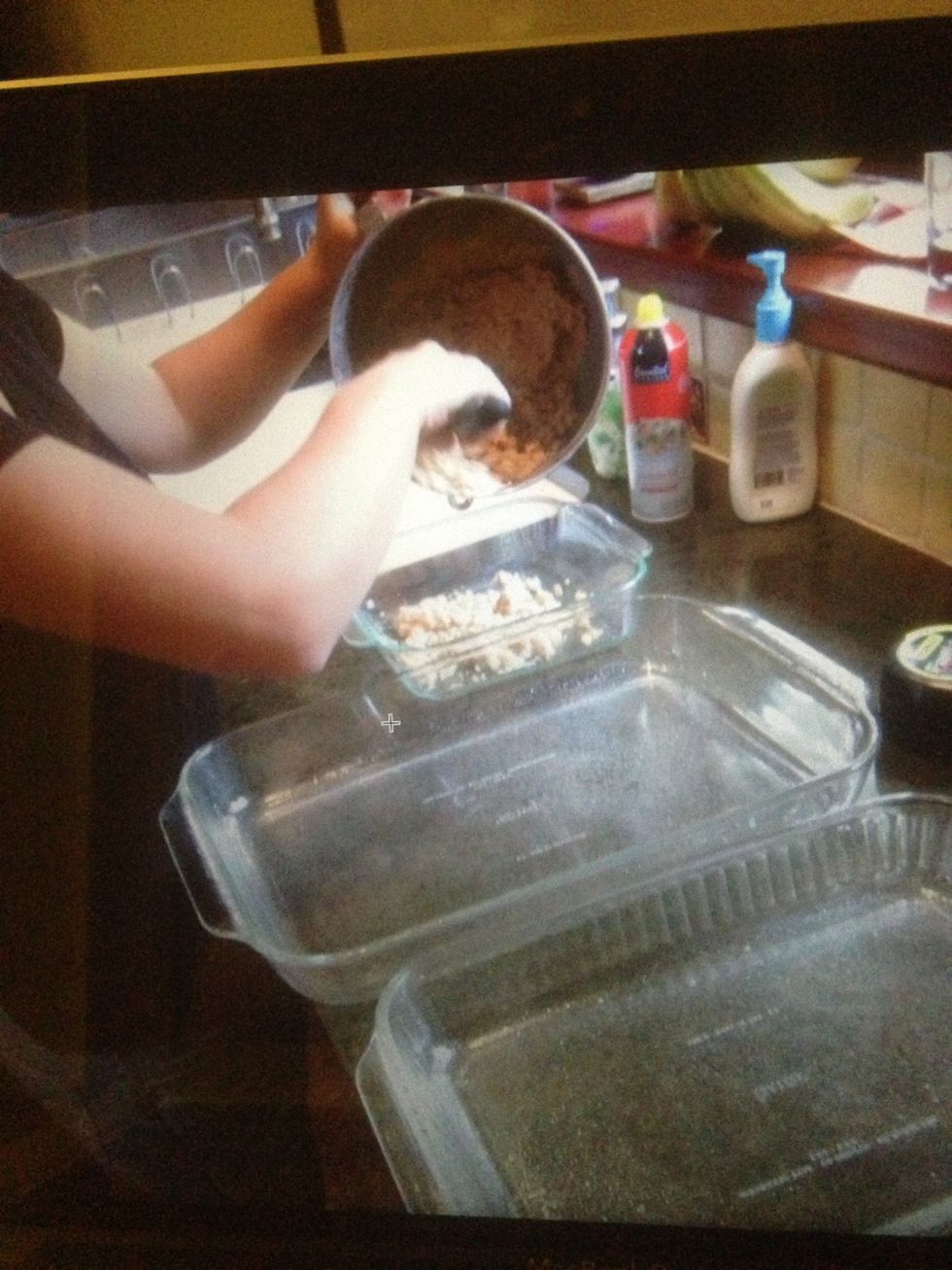 Add the crust mixture to the pan