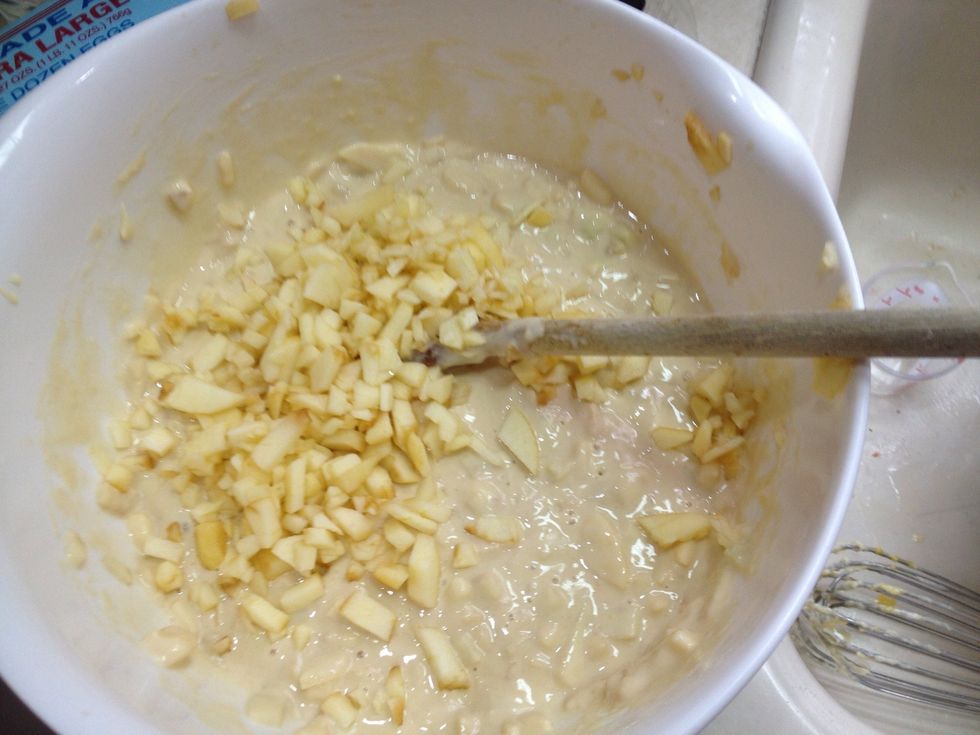 Add the diced apples