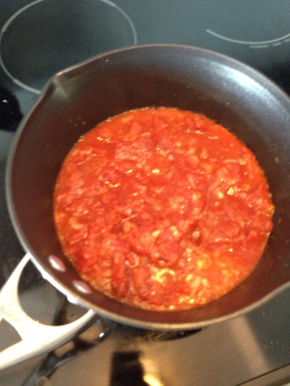 Add the diced tomatoes and water