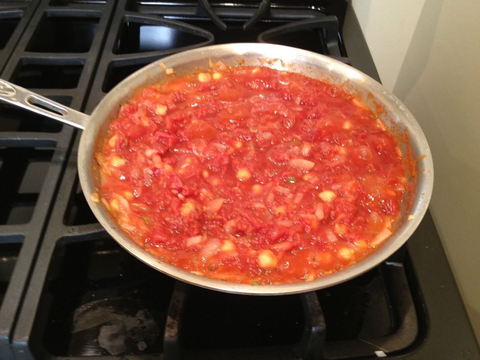 Add the diced tomatoes. Season with salt and pepper. Bring to a boil, then reduce the heat and simmer for 10 to 15 minutes.