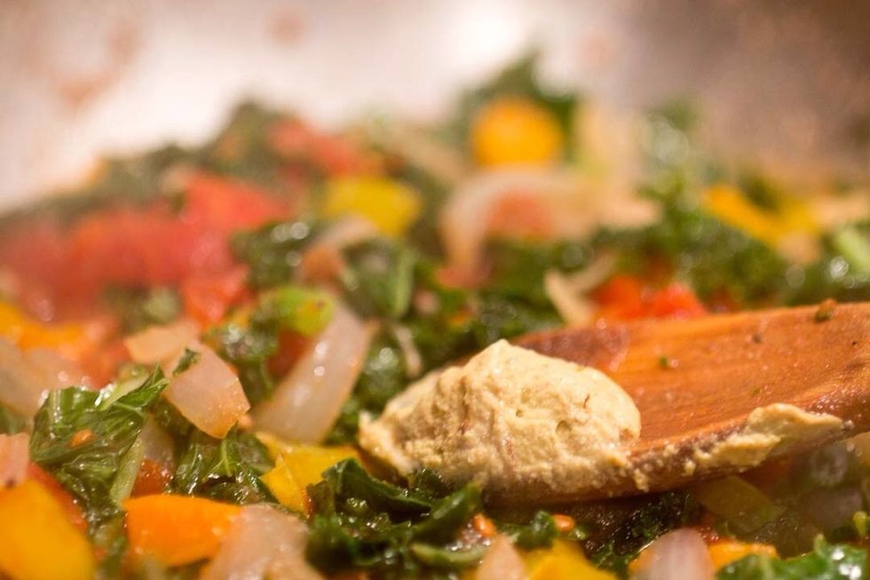 Add the Dijon and vinegar. Season with salt and pepper.