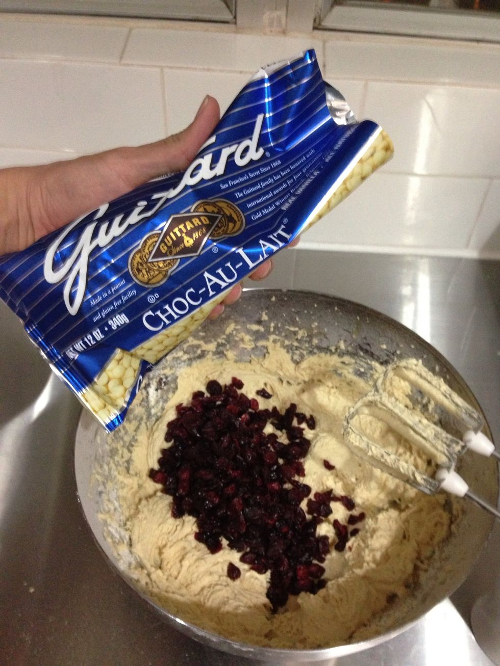 Add the dried fruits and chocolate chips and stir to combine then cover the mixture with plastic wrap and refrigerate for an hour