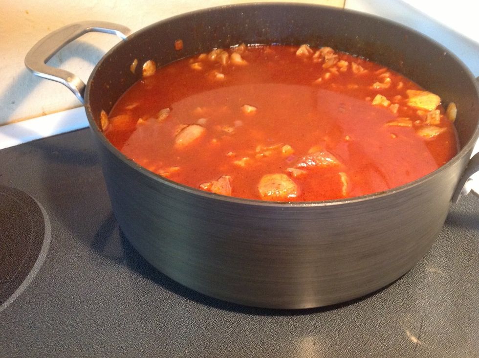 Add the dried potatoes and 4 cups and water