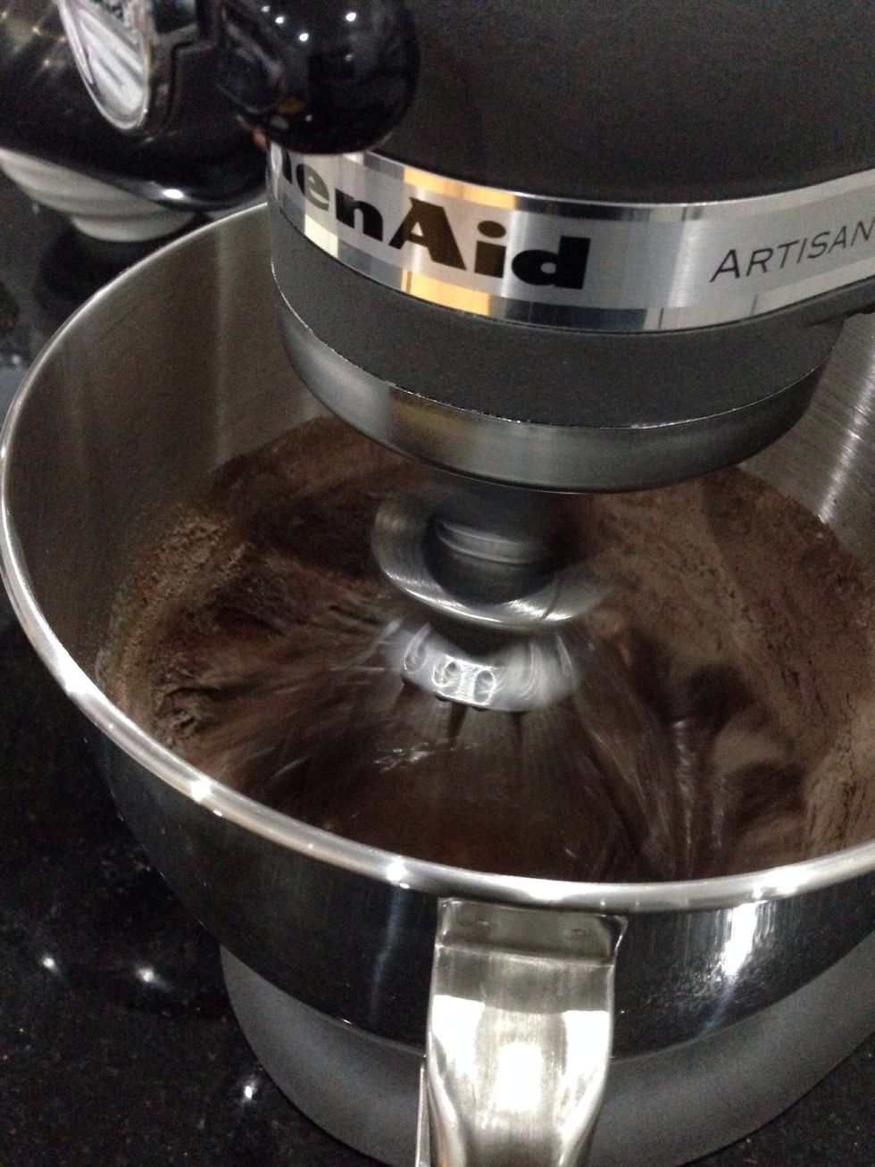 Add the dry cocoa mixture ingredient and stir slowly
