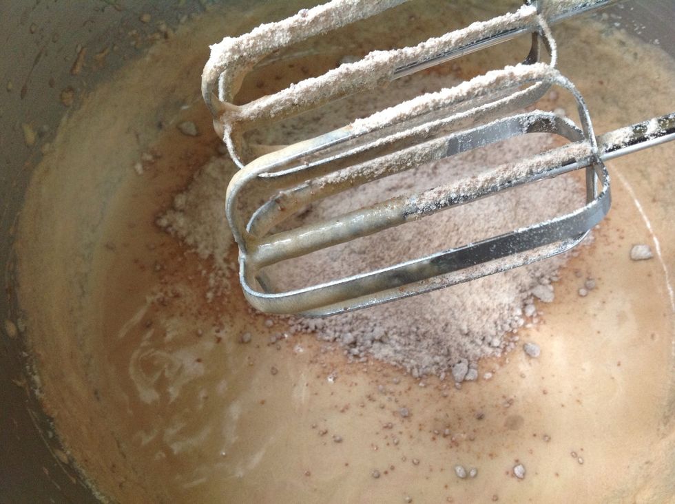 Add the dry ingredients to the wet in 3 batches