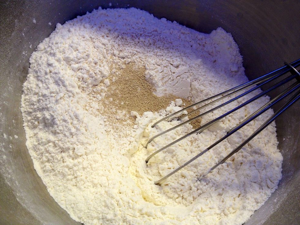 Add the dry yeast and mix well.