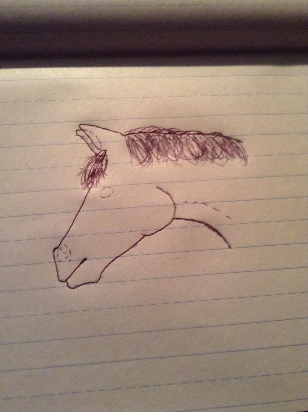 Add the "ear holes", eyes, nostrals, and muscles in the neck.