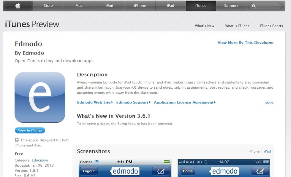 Add the Edmodo app to your iPhone or iPad.
