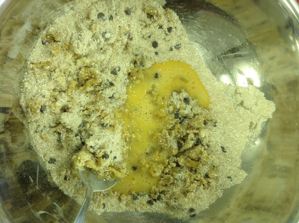 Add the egg and combine. If you add the egg before you combine the butter, you will make scrambled eggs