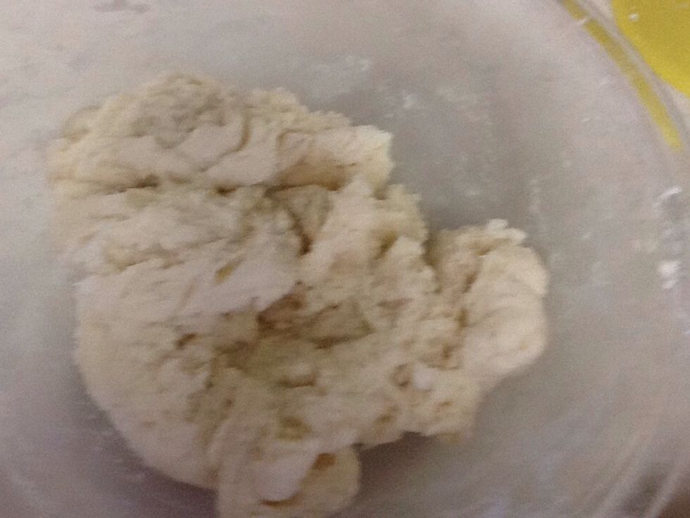 Add the egg and milk and mix until it looks like this.