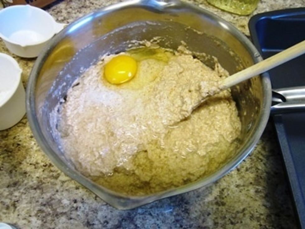 Add the egg and oil.
