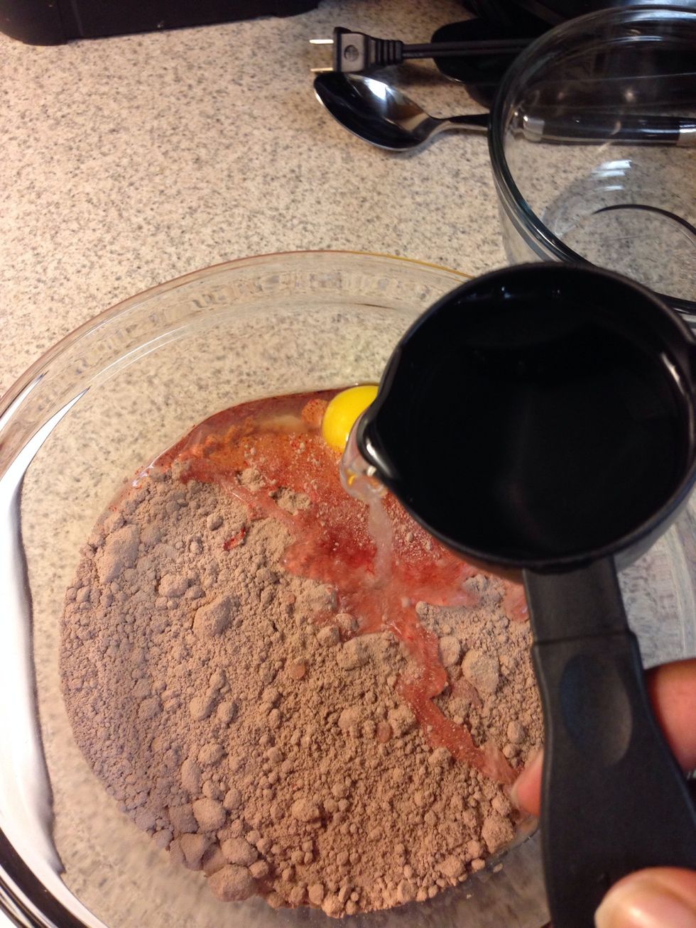 Add the egg and water