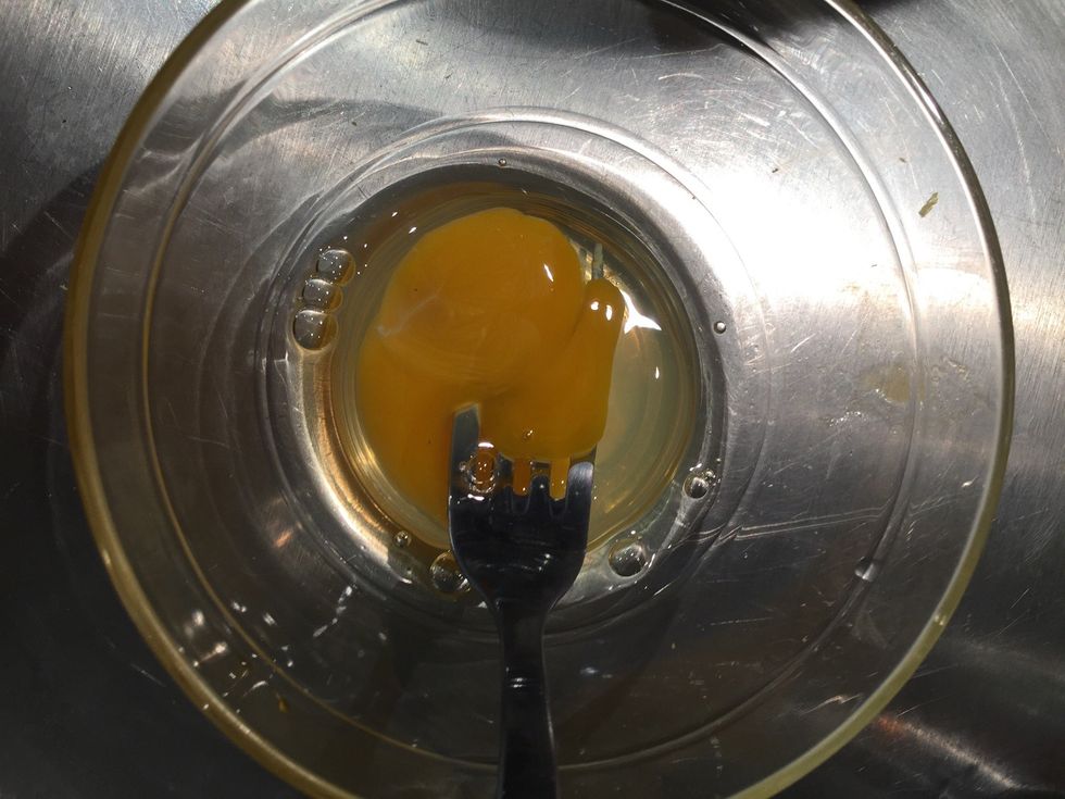 Add the egg lightly beaten