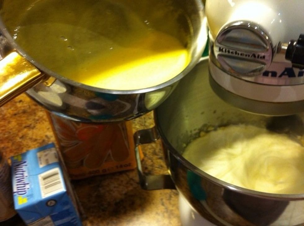 Add the egg mixture to the mascarpone.
