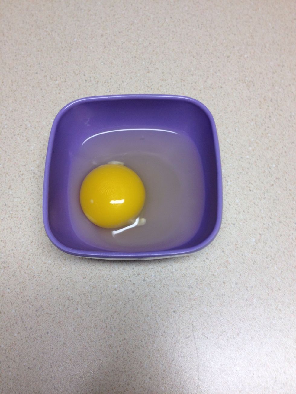 Add the egg to the milk and whisk together