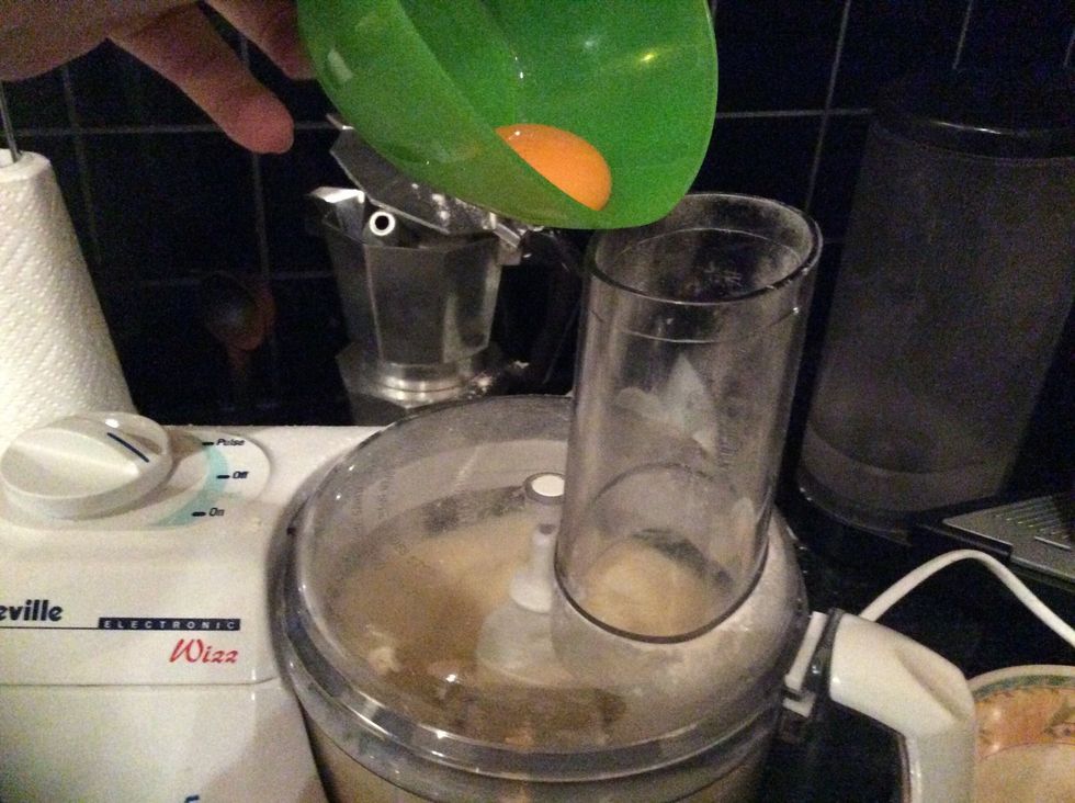 Add the egg yolk in