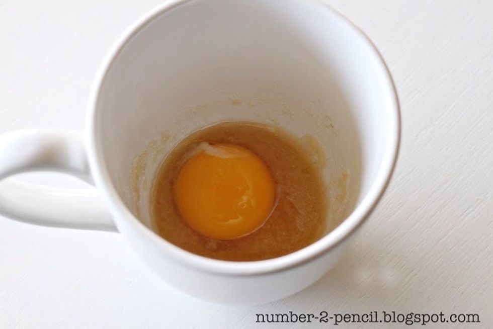Add the egg yolk in