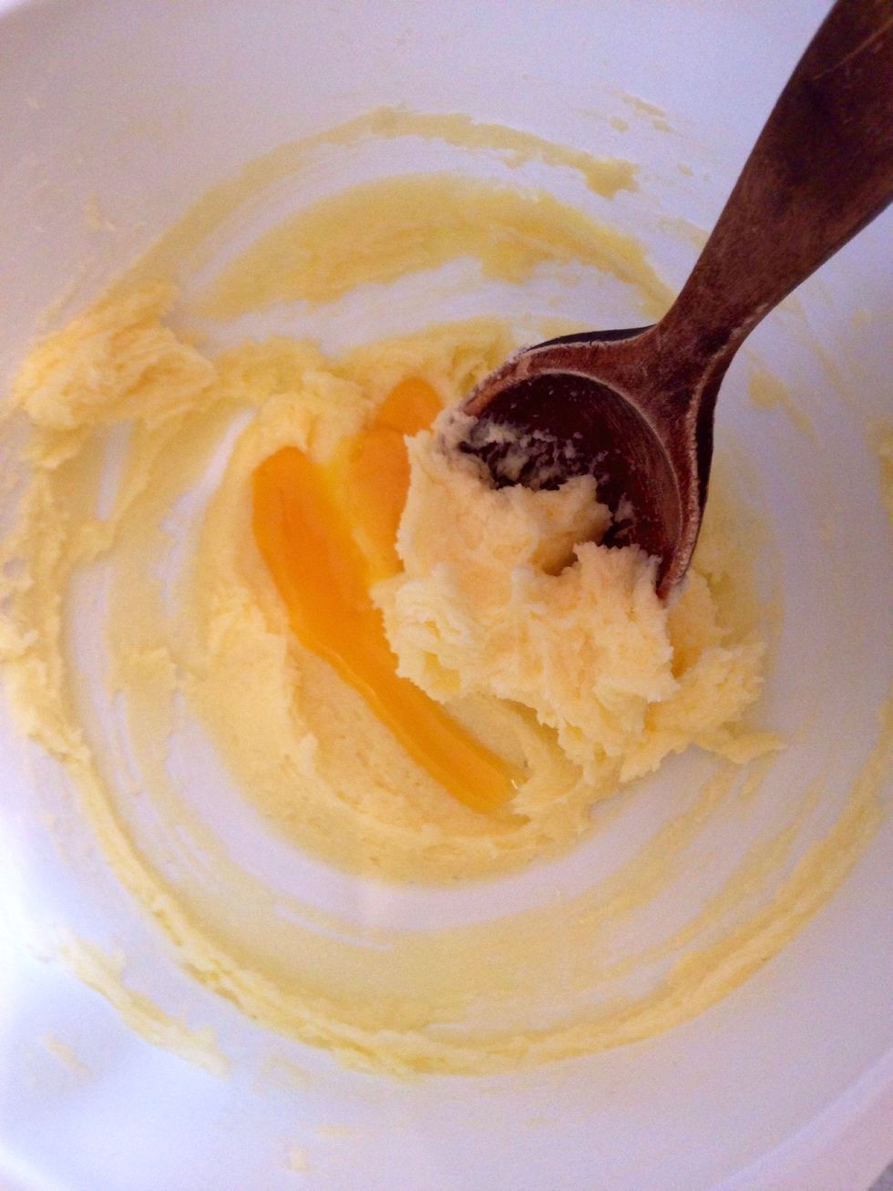 Add the egg yolks and stir again.