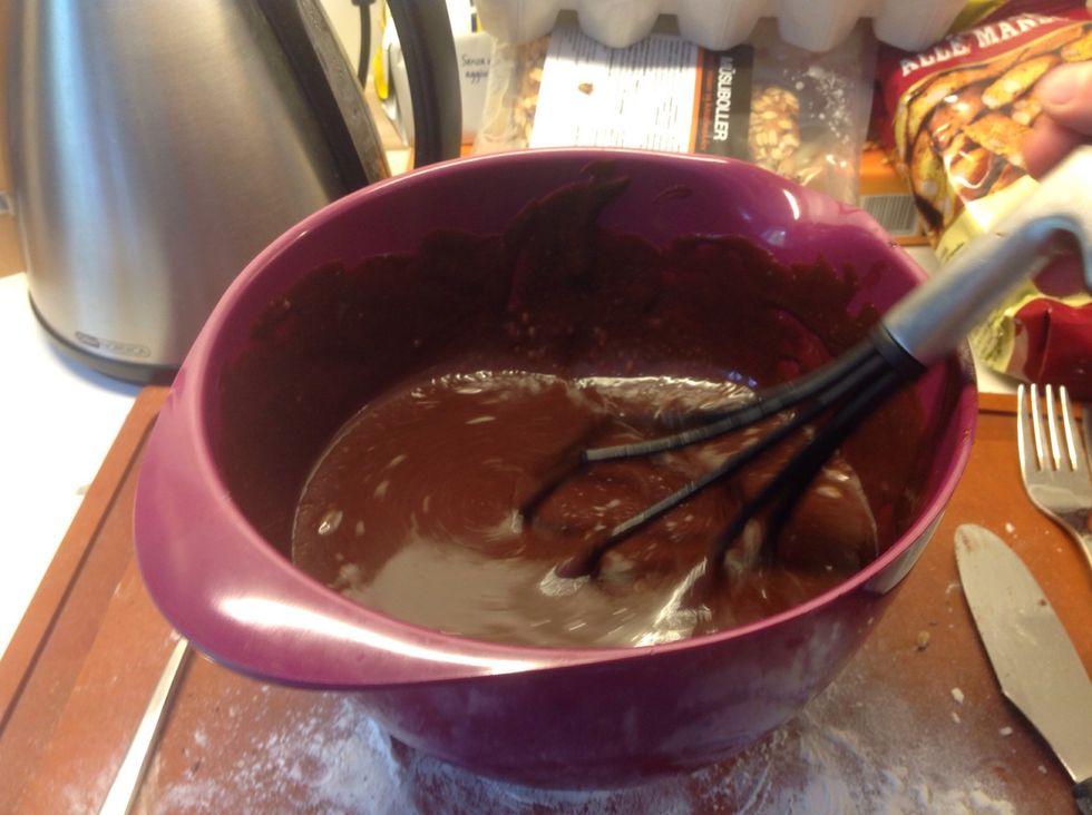 Add the eggs and stir it around quicky so the eggs dont start to cook.