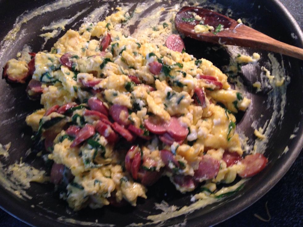 Add the eggs and stir until they are ready!