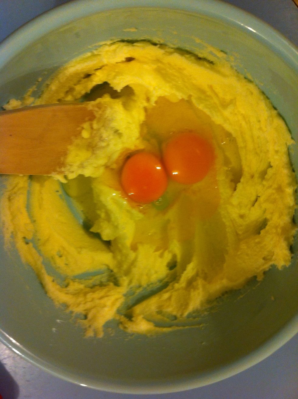 Add the eggs- if it curdles I really don't feel that it matters because it all comes together once you add the flower. People may disagree but for a quick home recipe it makes no difference.