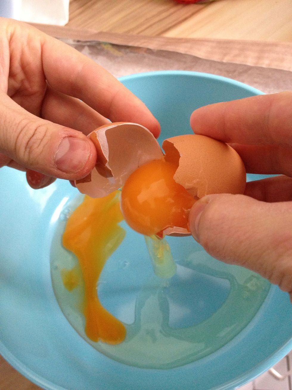 Add the eggs. If you can, use a bowl with a flat bottom.