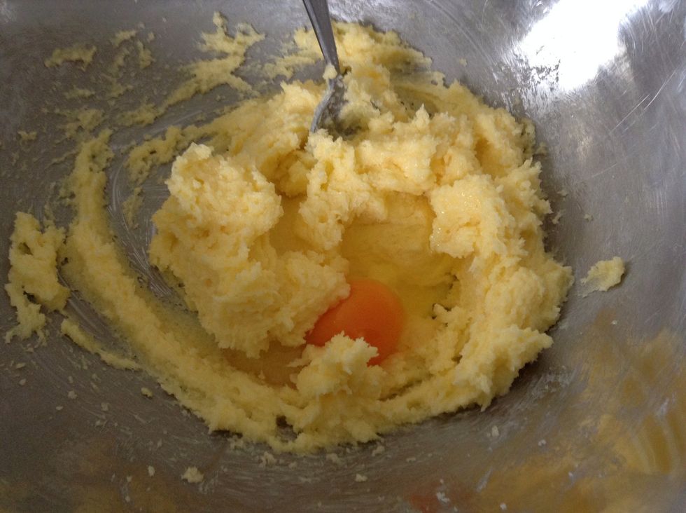 Add the eggs one at a time, stirring each one in well before adding the next