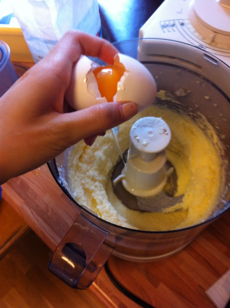 Add the eggs one by one and mix after every egg
