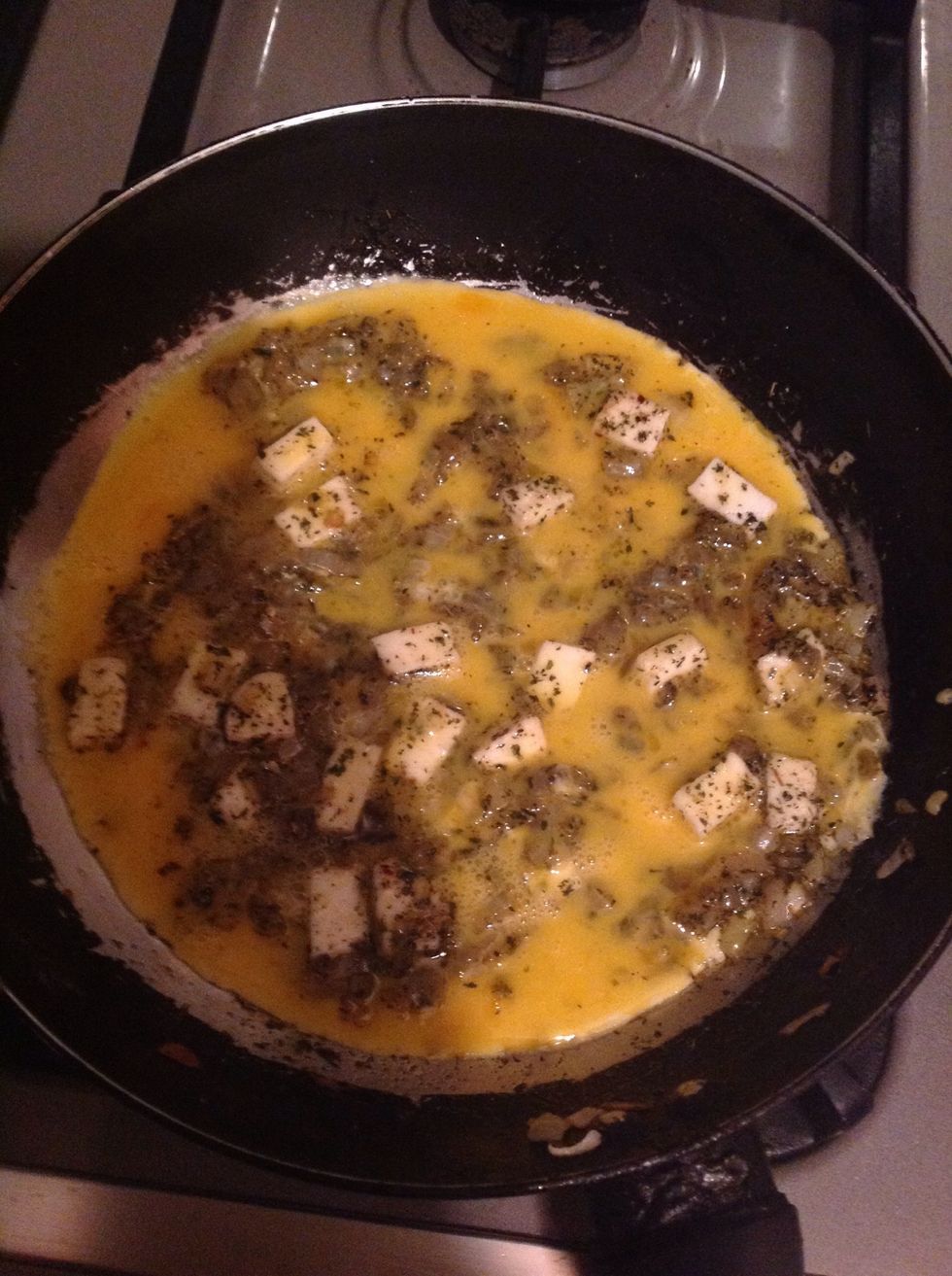 Add the eggs you've made over the mixture