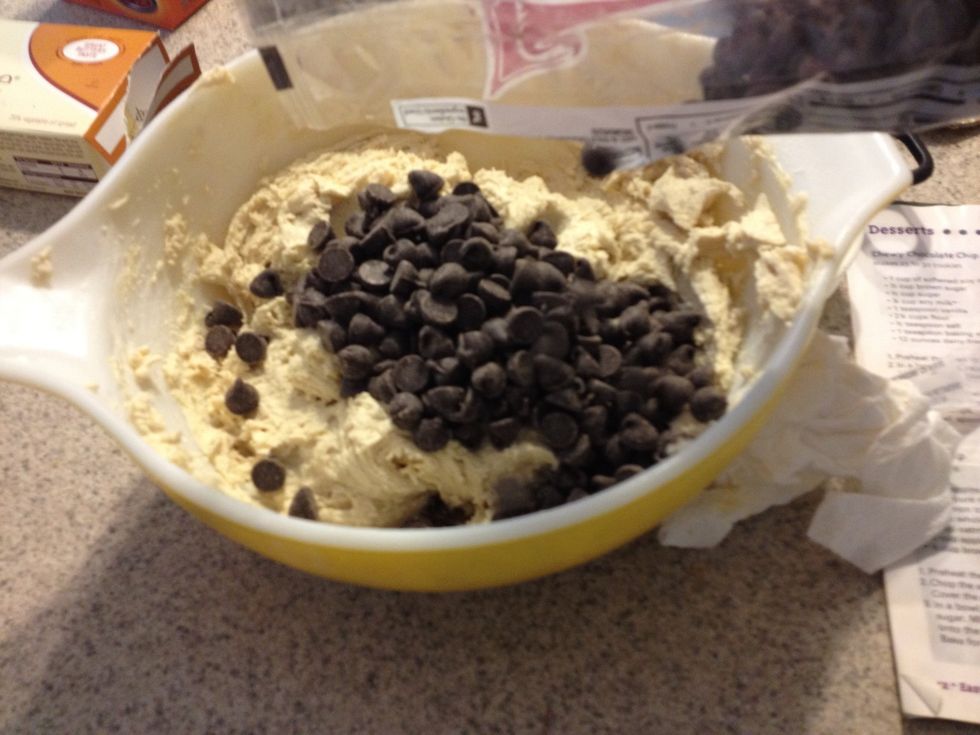 Add the entire 12 oz. bag of dairy free chocolate chips.