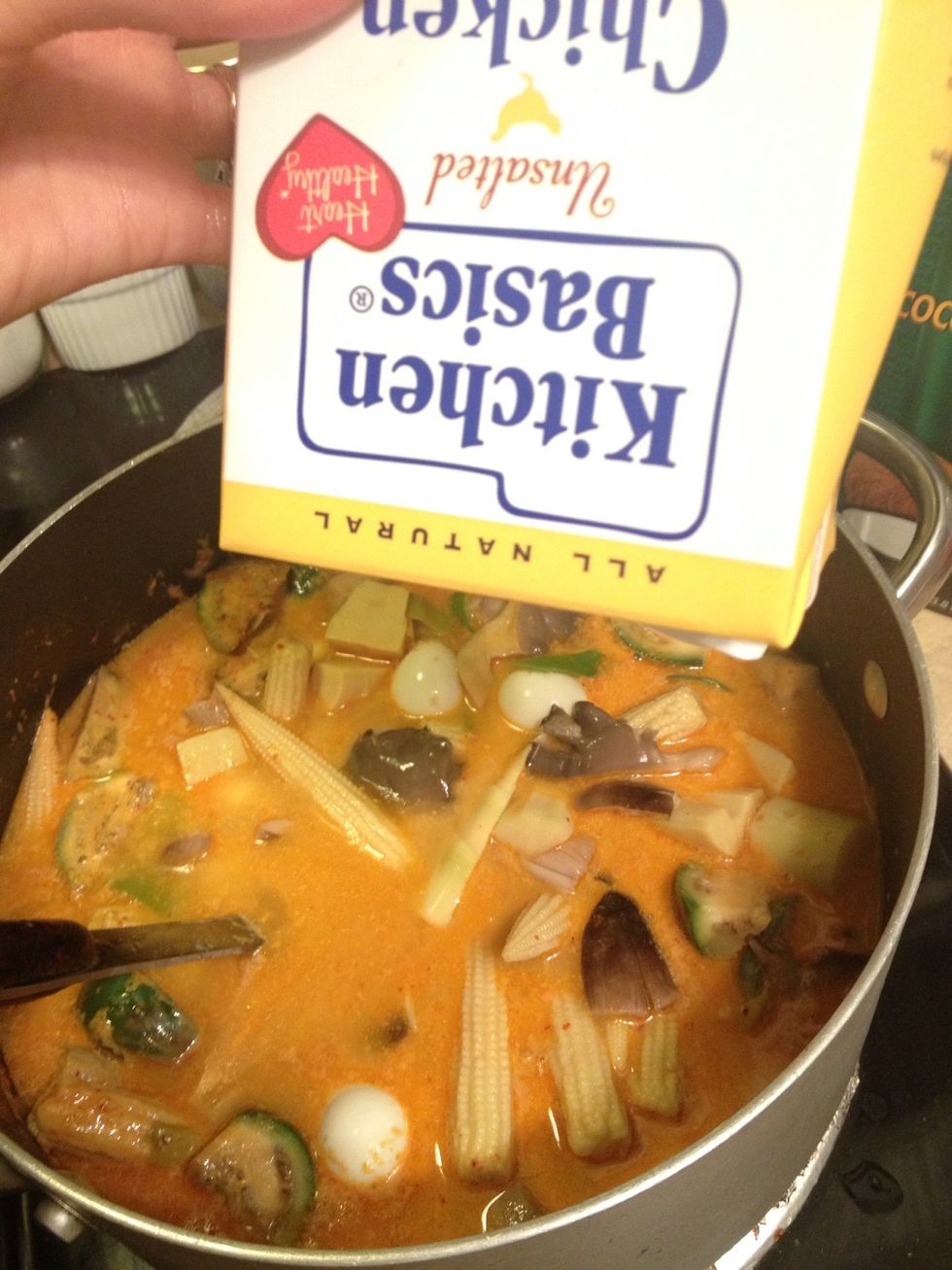 Add the entire box chicken broth.