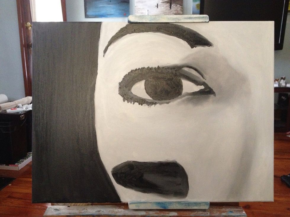 Add the eye ball as well as some more shadow underneath. A clean pinky can pick up some highlights as well.