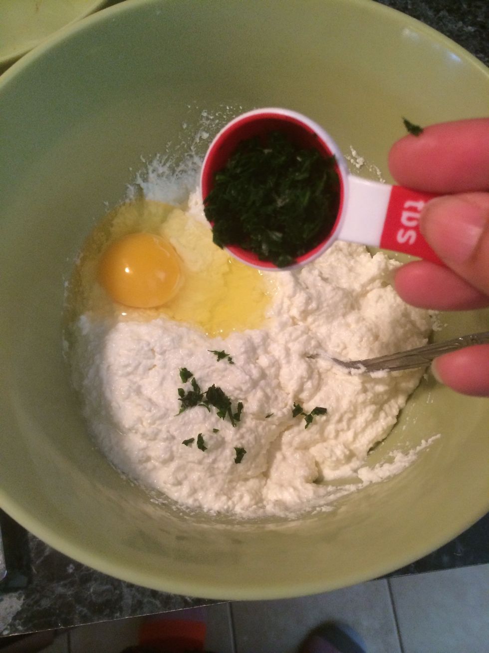 Add the finely chopped fresh parsley.