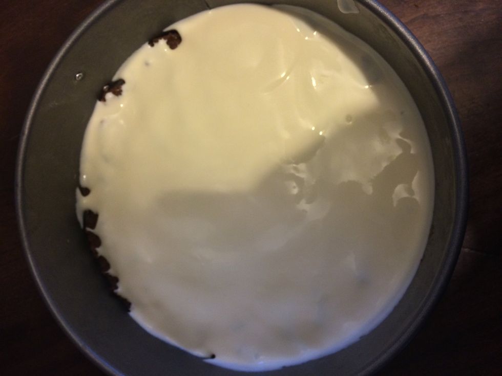 Add the first layer since it has the unflavor gelatin will start to thick fast, so after first layer I added so crushed cookies and next layer