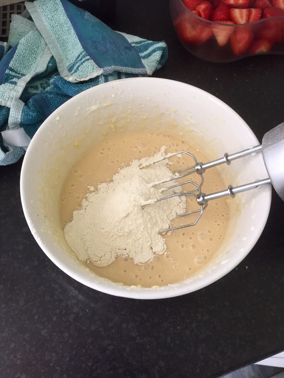 Add the flour a little bit at a time and blend in