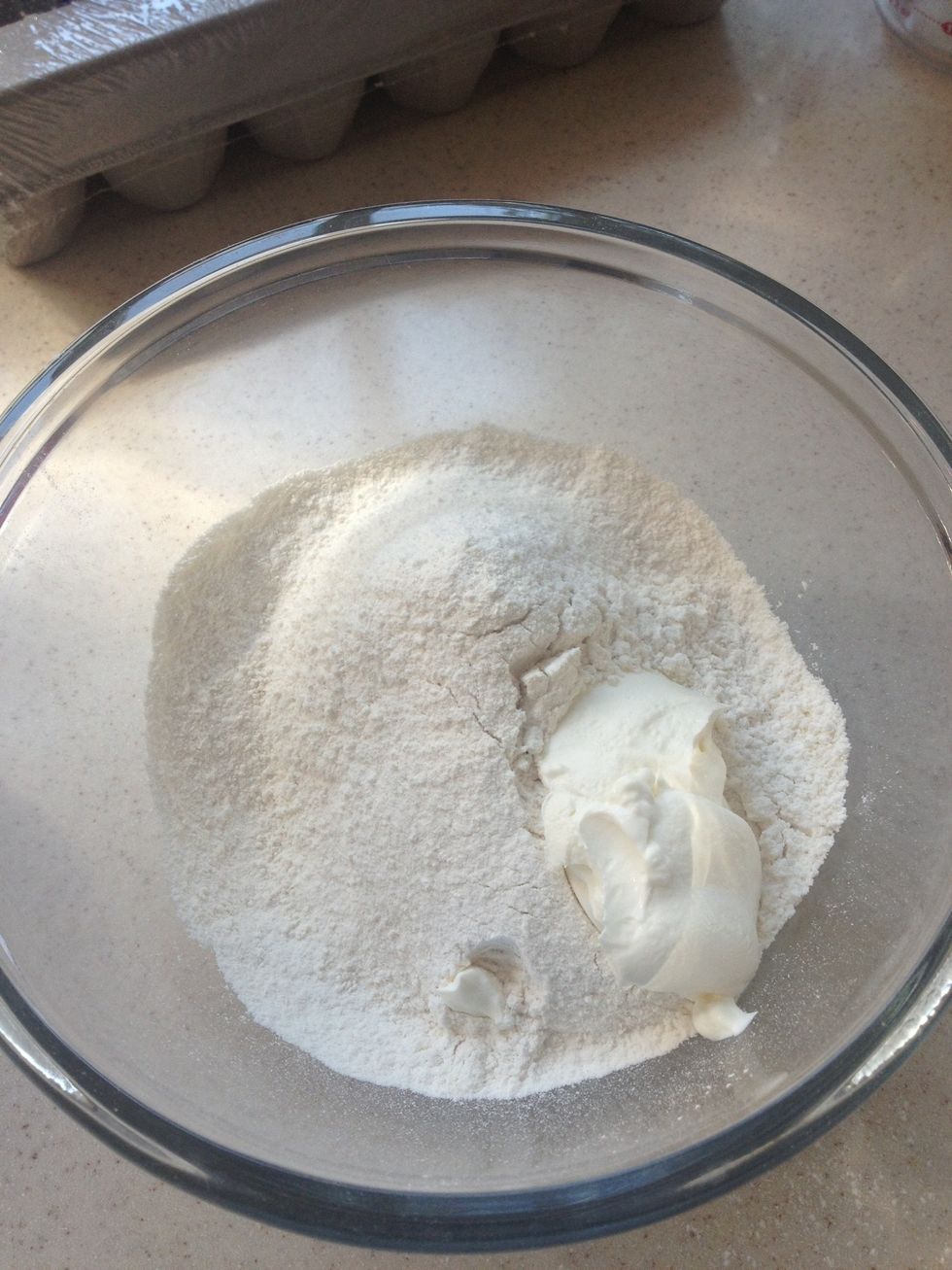 Add the flour and cream and blend them together.