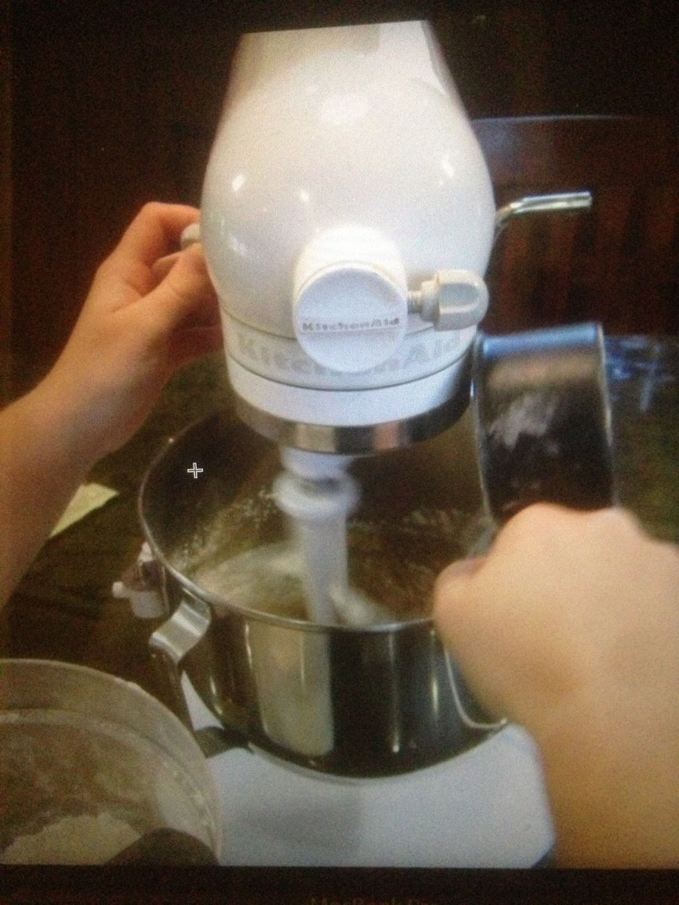Add the flour and mix again