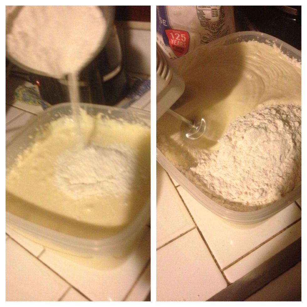 Add the flour and mix together