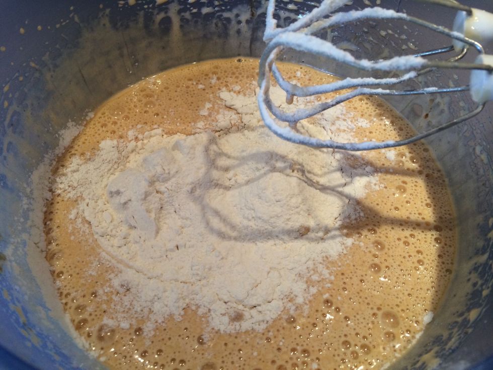 Add the flour and mix until a smooth batter.