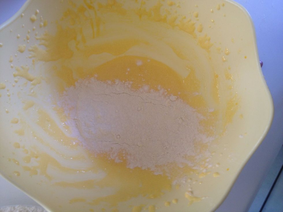 Add the flour and mix
